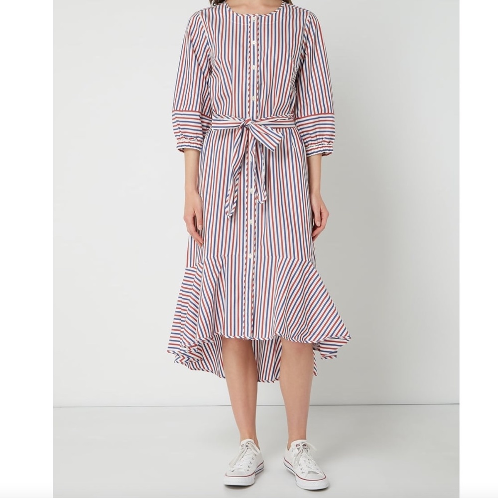 NWT J.Crew Striped Tie-waist Shirtdress Cotton Poplin